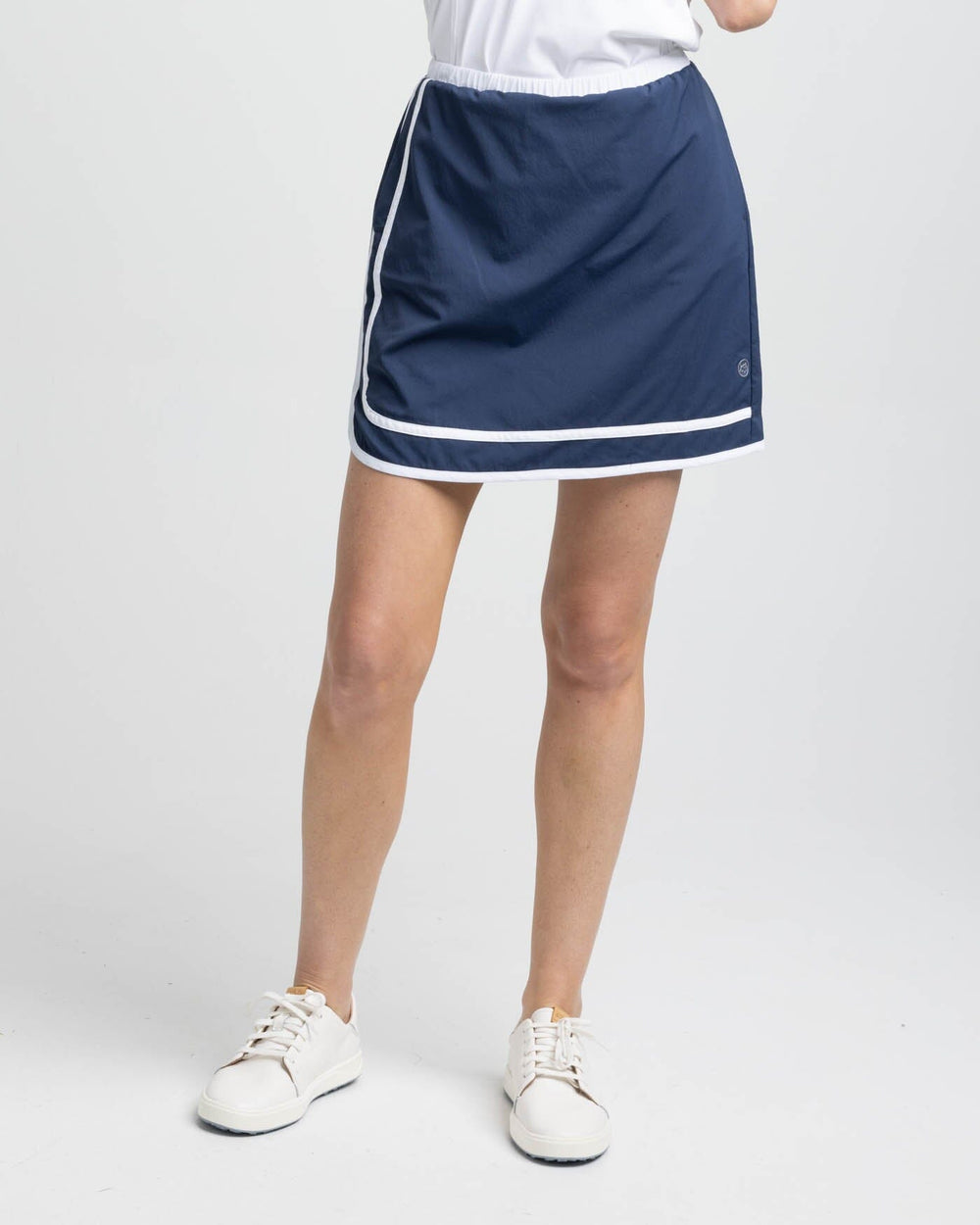 The front view of the Southern Tide Elaina Golf Skort by Southern Tide - Dress Blue