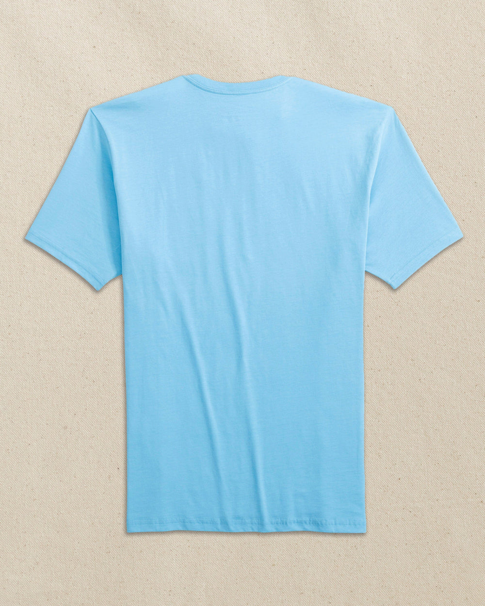 The back view of the Southern Tide Embroidered Skipjack Short Sleeve T-Shirt by Southern Tide - Light Blue and White