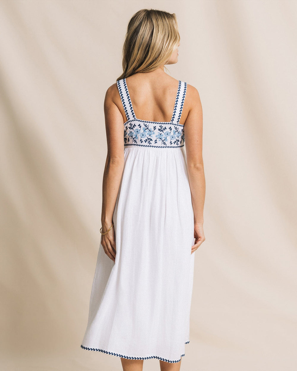 classic midi dress Southern Tide Women's Erilyn EmbroideRed Midi Dress White (Size M) 52% Linen 48% Viscose