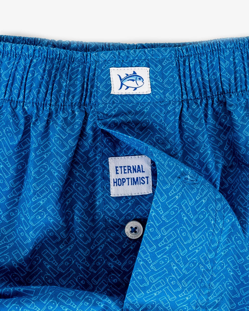 The detail view of the Southern Tide Eternal Hoptimist Printed Boxer by Southern Tide - Atlantic Blue