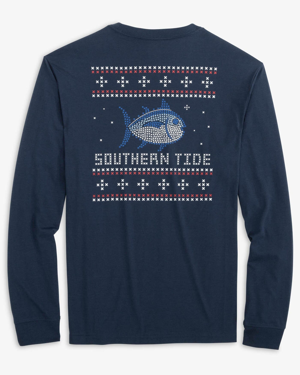 The back view of the Southern Tide Fair Isle Skipjack Long Sleeve T-shirt by Southern Tide - True Navy