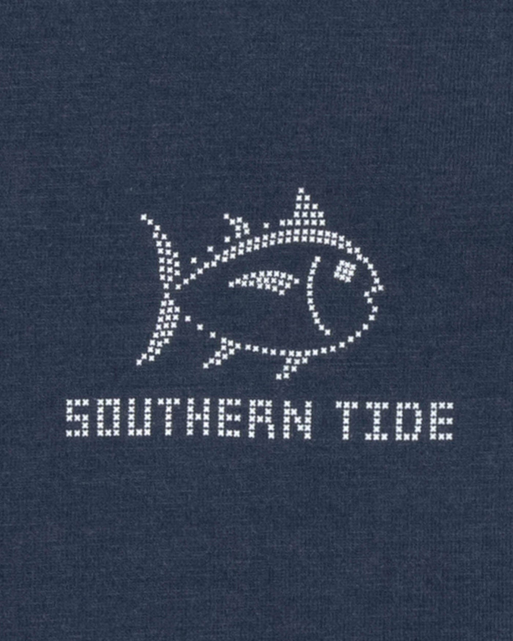 The detail view of the Southern Tide Fair Isle Skipjack Long Sleeve T-shirt by Southern Tide - True Navy