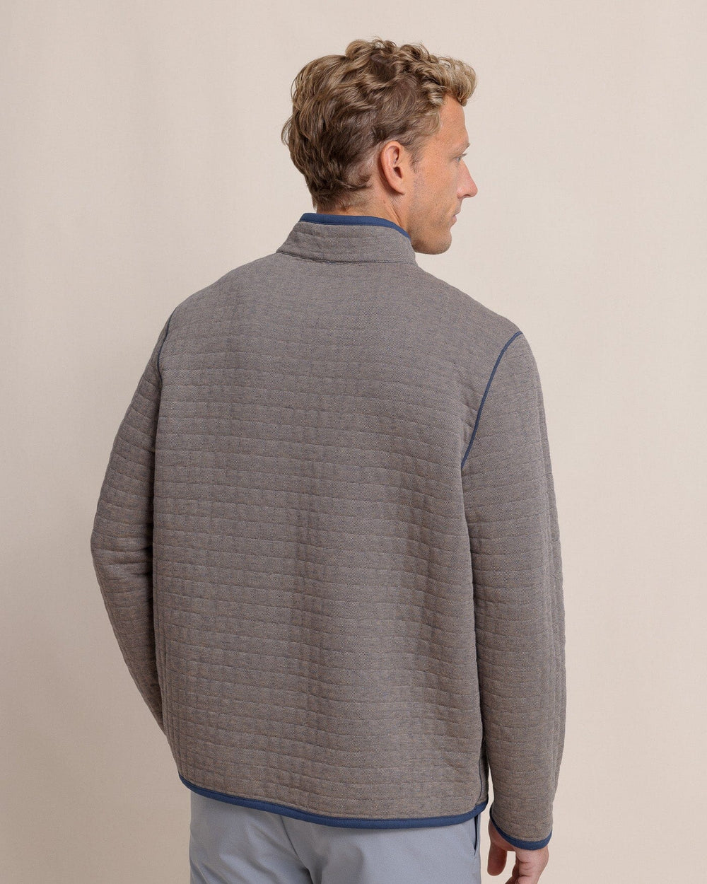 The back view of the Southern Tide Fairwood Reversible Quarter Zip by Southern Tide - Dress Blue