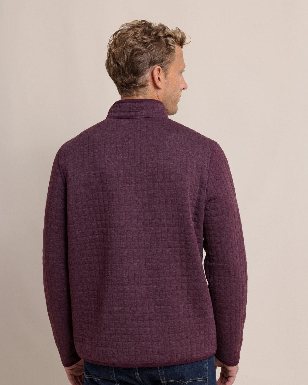 The back view of the Southern Tide Fairwood Reversible Quarter Zip by Southern Tide - Merlot