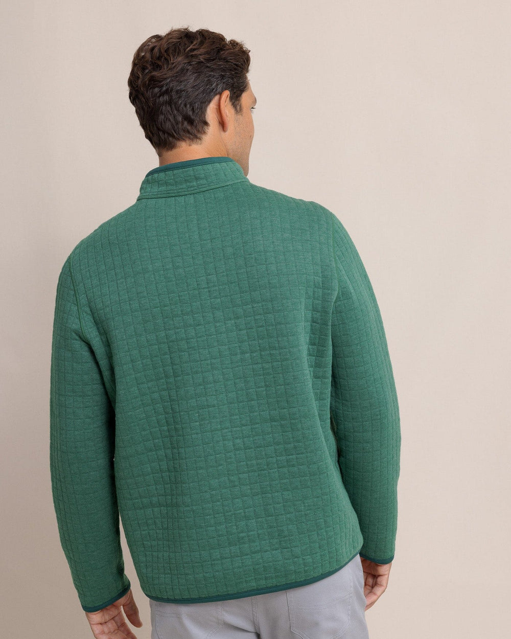 The back view of the Southern Tide Fairwood Reversible Quarter Zip by Southern Tide - Salt Meadow