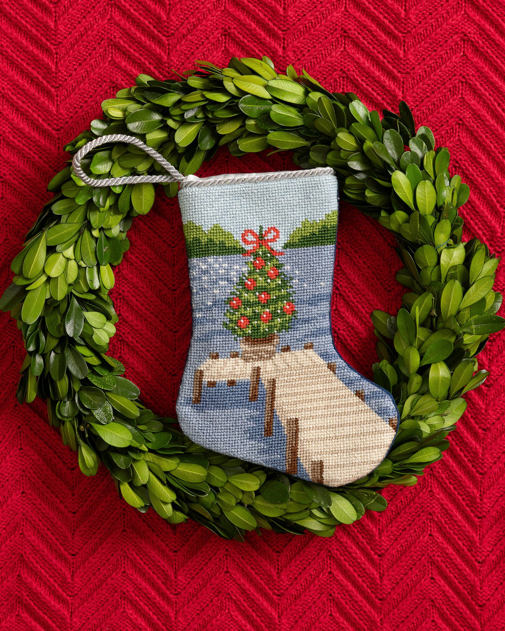 Festive Fir Needlepoint Stocking Non-Apparel Southern Tide 