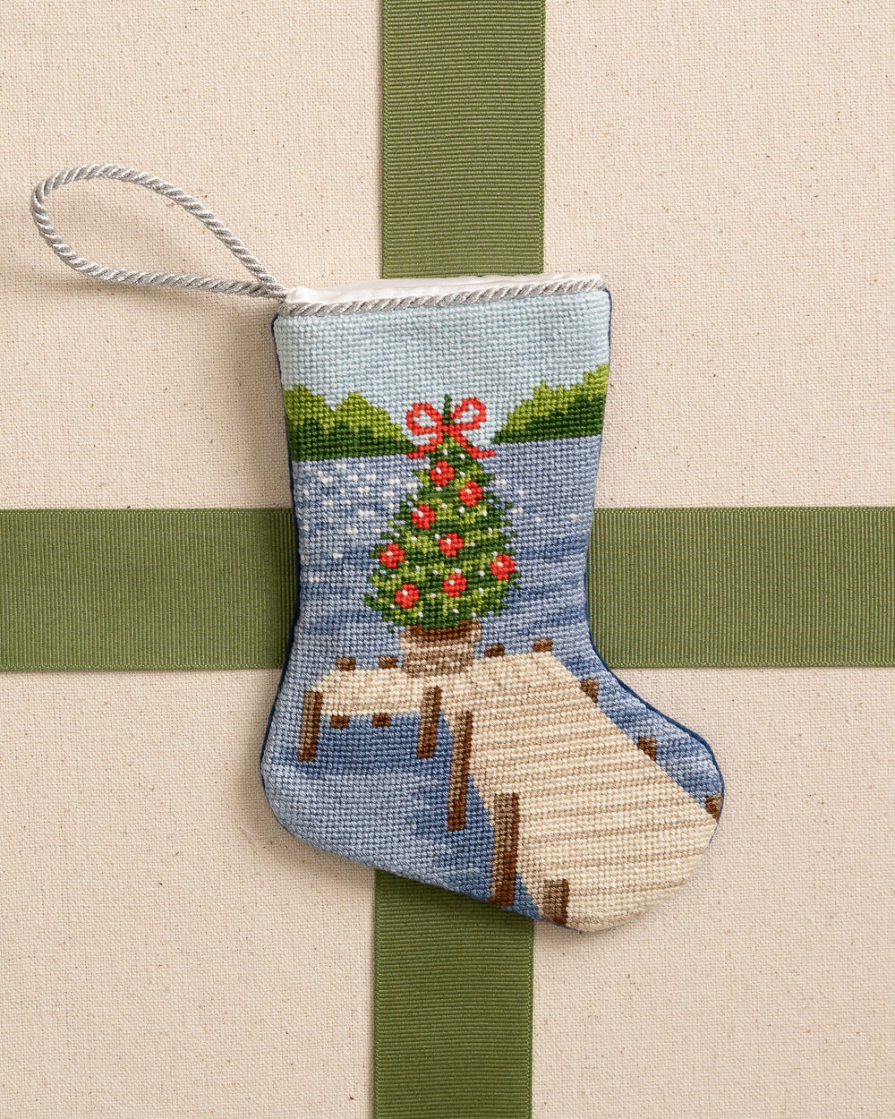 Festive Fir Needlepoint Stocking Non-Apparel Southern Tide 