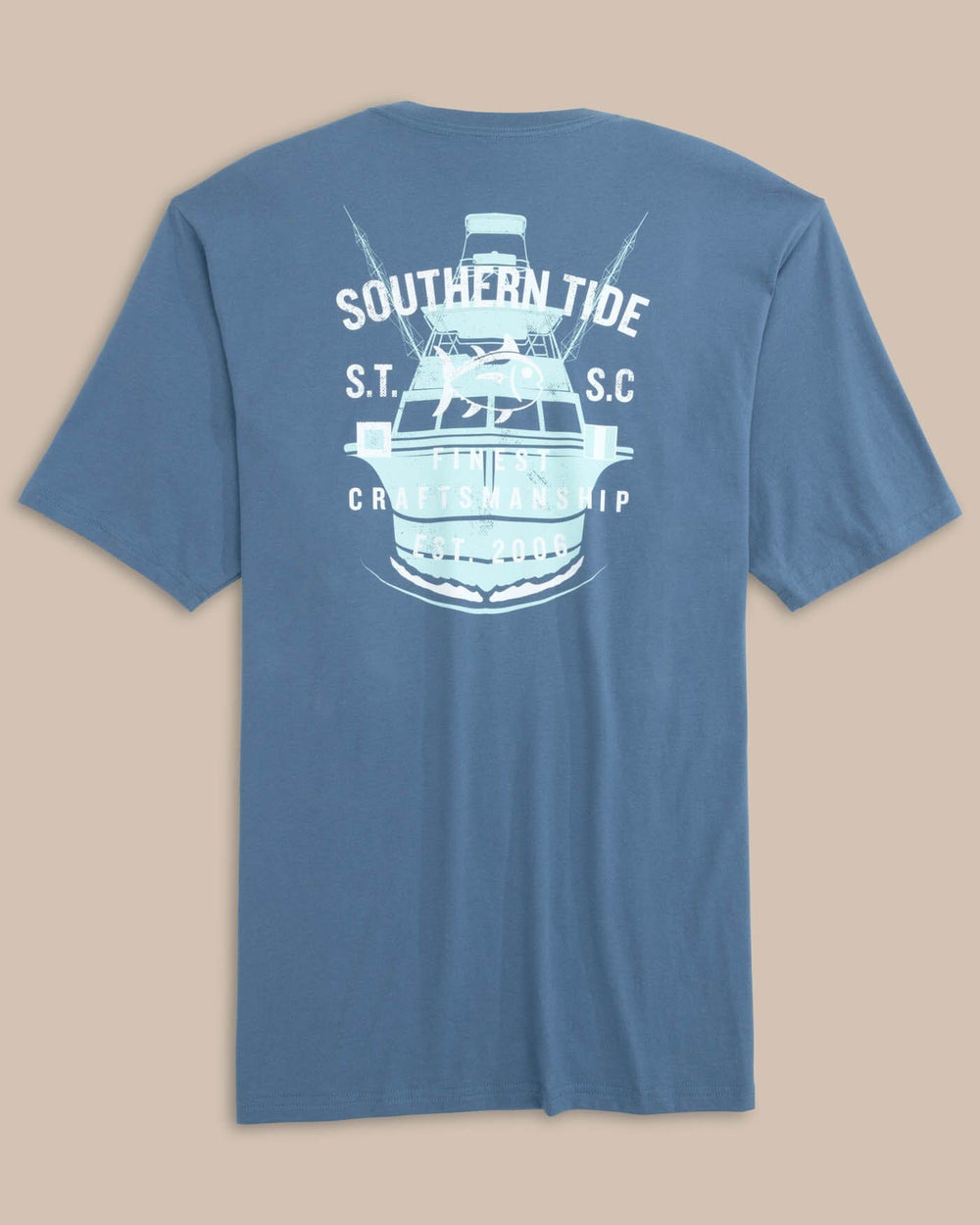 The back view of the Southern Tide Finest Craftsmanship Short Sleeve T-Shirt by Southern Tide - Coronet Blue