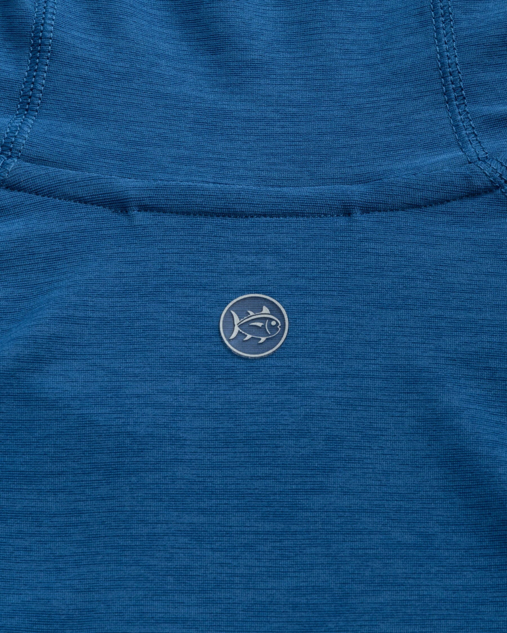The detail view of the Southern Tide Fishing Lines Coastal Breeze® Performance Hoodie by Southern Tide - Nautical Blue