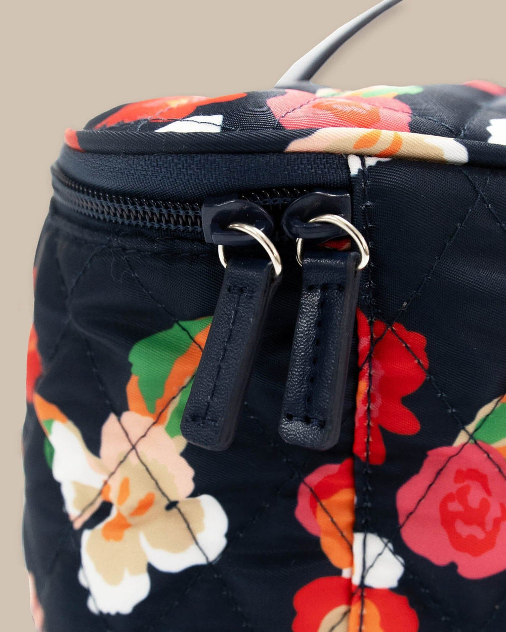 The detail view of the Southern Tide Floral Cosmetic Bag by Southern Tide - Dress Blue