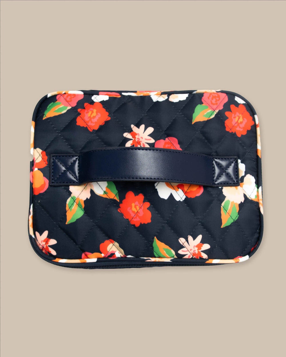 The detail view of the Southern Tide Floral Cosmetic Bag by Southern Tide - Dress Blue