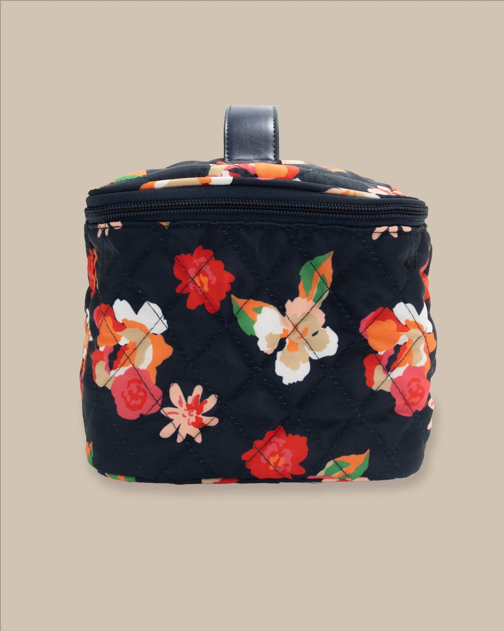 The detail view of the Southern Tide Floral Cosmetic Bag by Southern Tide - Dress Blue