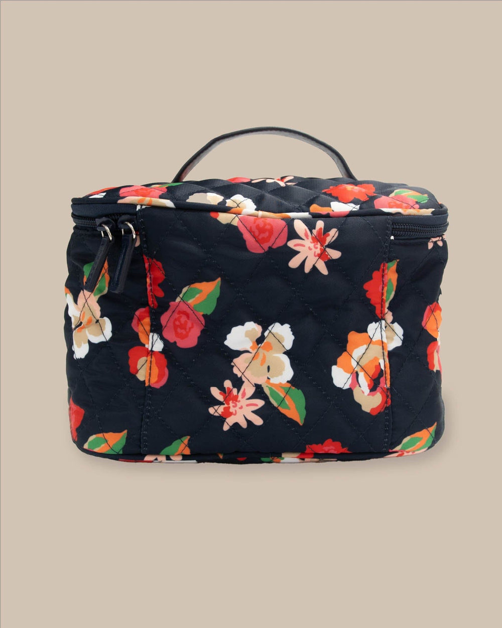The back view of the Southern Tide Floral Cosmetic Bag by Southern Tide - Dress Blue