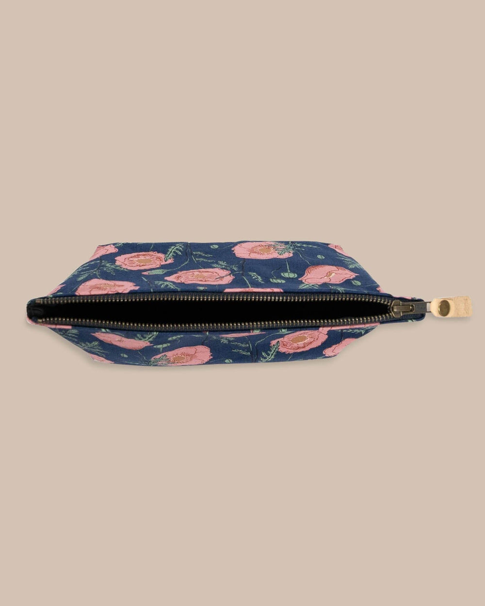 The detail view of the Southern Tide Floral Travel Clutch by Southern Tide - Navy