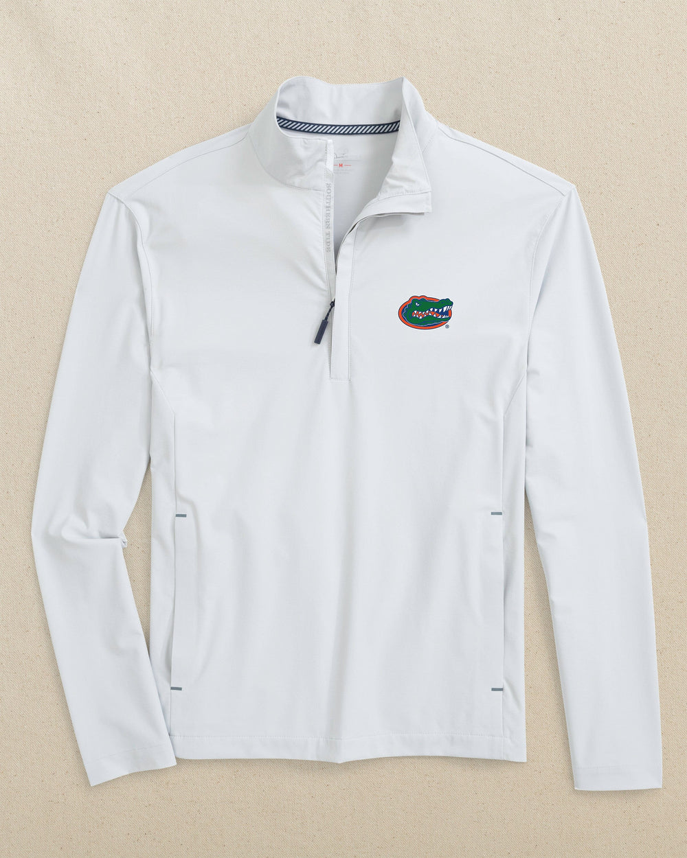 The front view of the Southern Tide Florida Gators Avondale Performance Jacket by Southern Tide - Platinum Grey