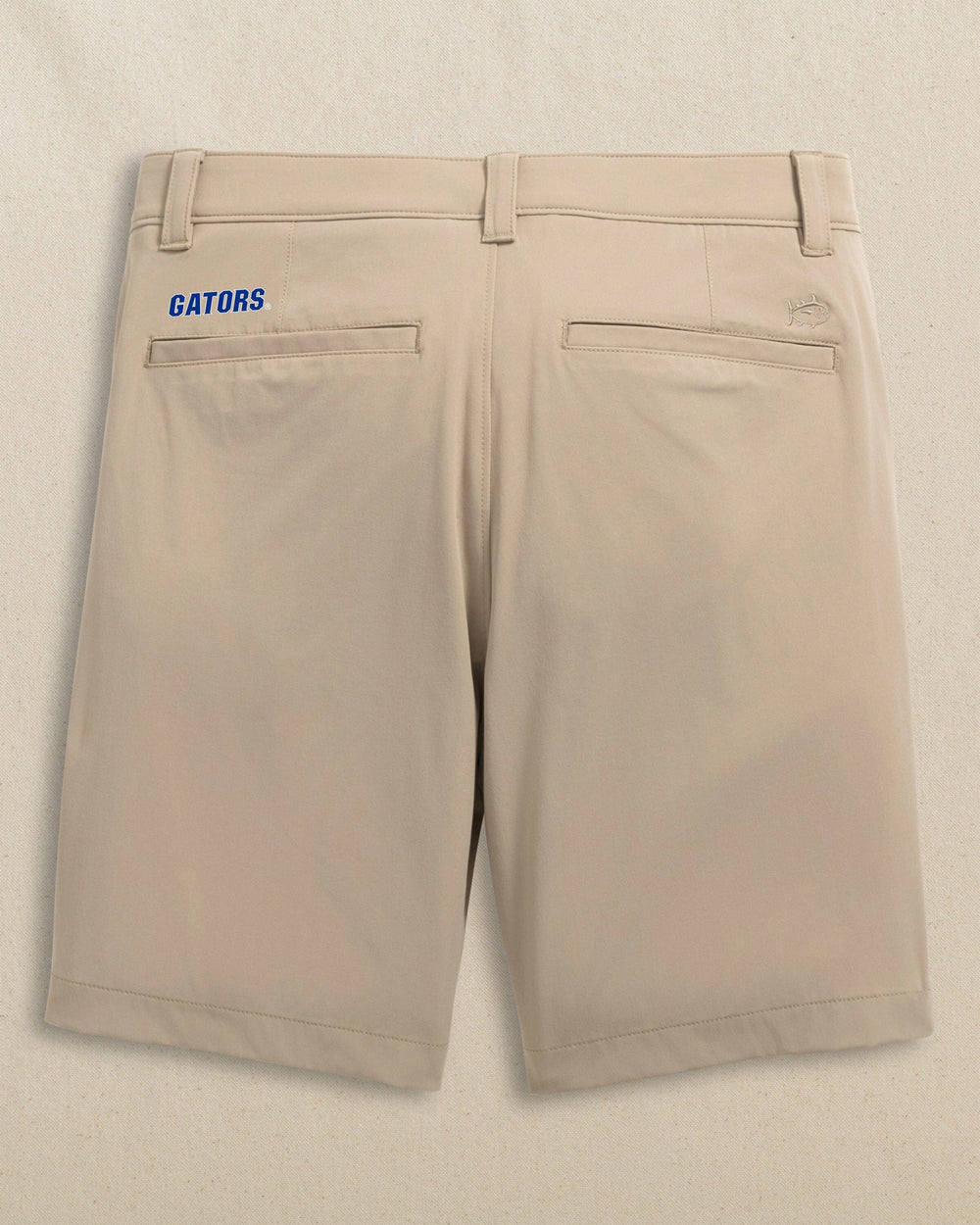 The back view of the Southern Tide Florida Gators Birdie 8" Coastal Breeze® Performance Short by Southern Tide - Sandstone Khaki
