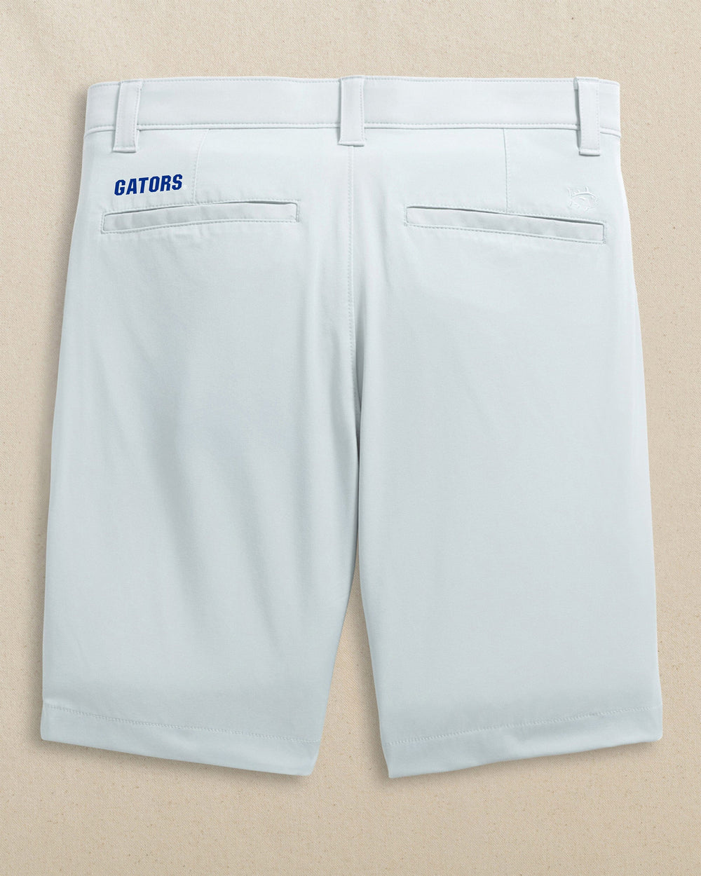 The back view of the Southern Tide Florida Gators Birdie 8" Coastal Breeze® Performance Short by Southern Tide - Seagull Grey