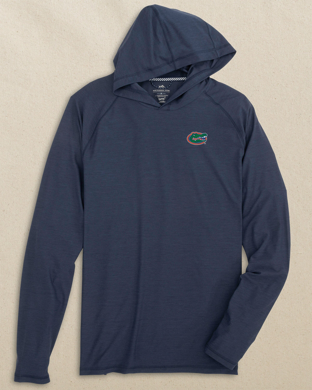The front view of the Southern Tide Florida Gators brrr°®-illiant Performance Hoodie by Southern Tide - Nautical Navy