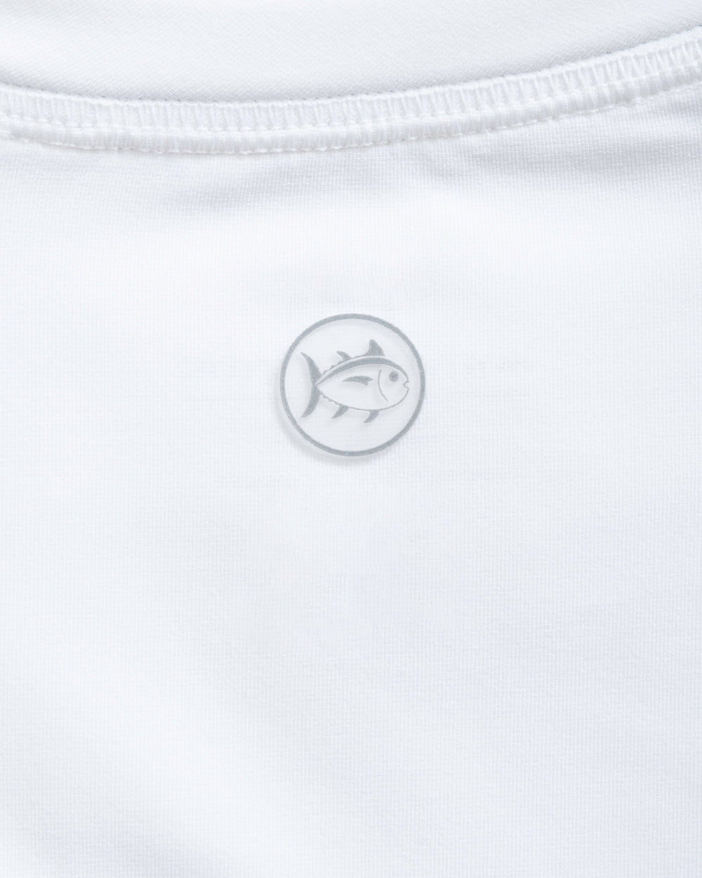 The detail view of the Southern Tide Florida Gators brrr°®-illiant Performance Long Sleeve T-Shirt by Southern Tide - Classic White
