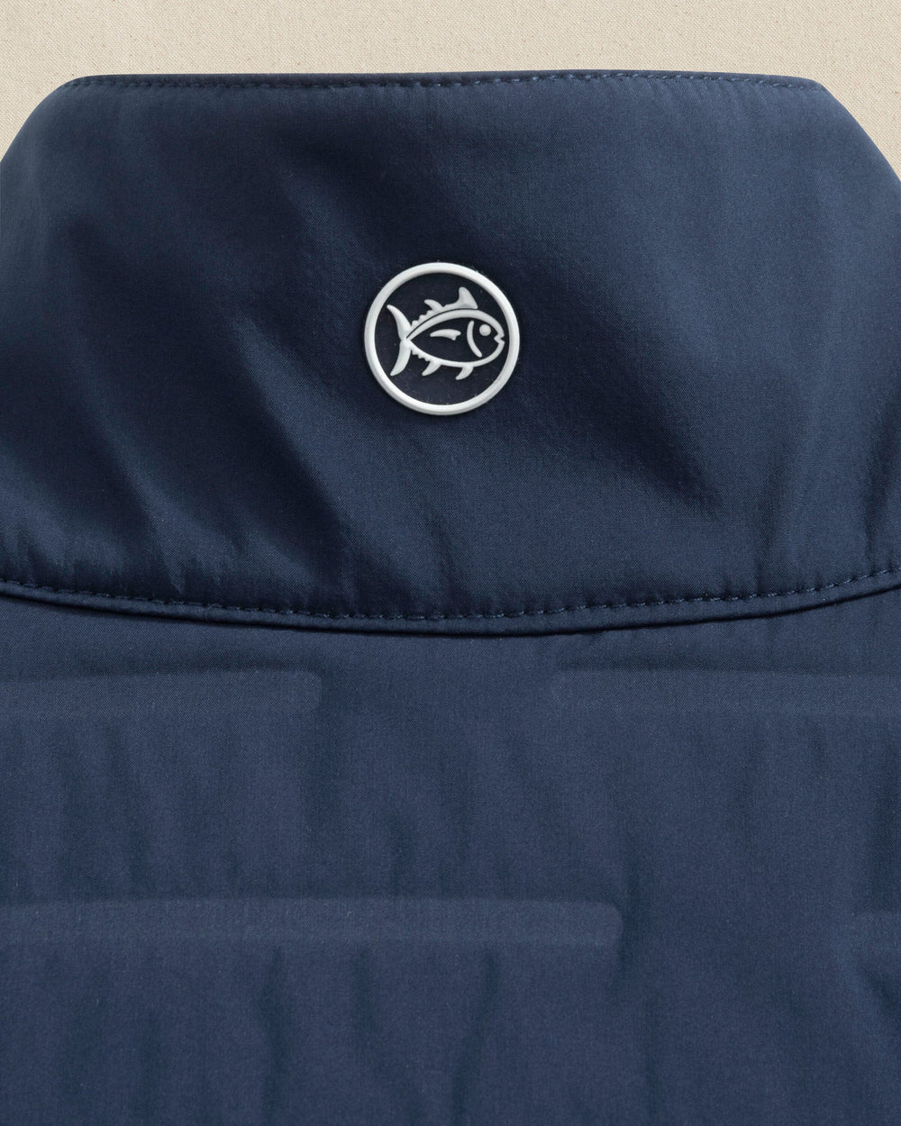 The detail view of the Southern Tide Florida Gators Coligny Quilted Vest by Southern Tide - Dress Blue