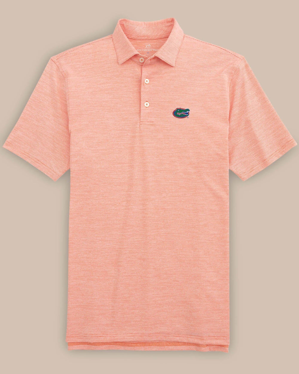 The front view of the Florida Gators Driver Spacedye Polo Shirt by Southern Tide - Endzone Orange