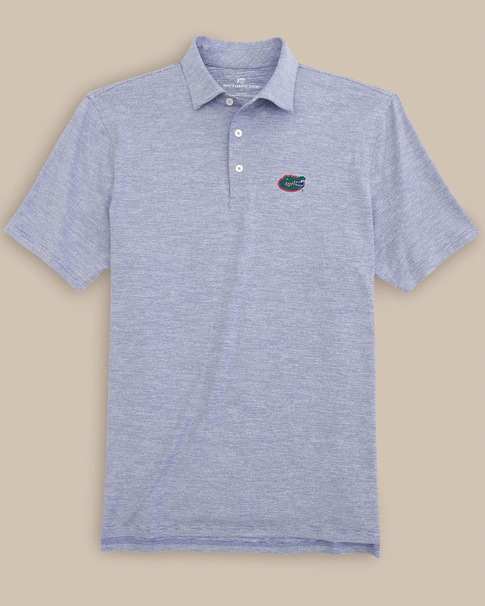 The front view of the Florida Gators Driver Spacedye Polo Shirt by Southern Tide - University Blue