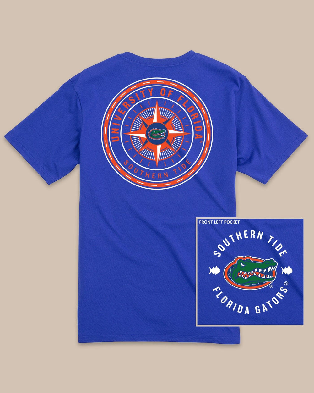 The back view of the Florida Gators Gameday Collegiate Compass T-Shirt by Southern Tide - University Blue