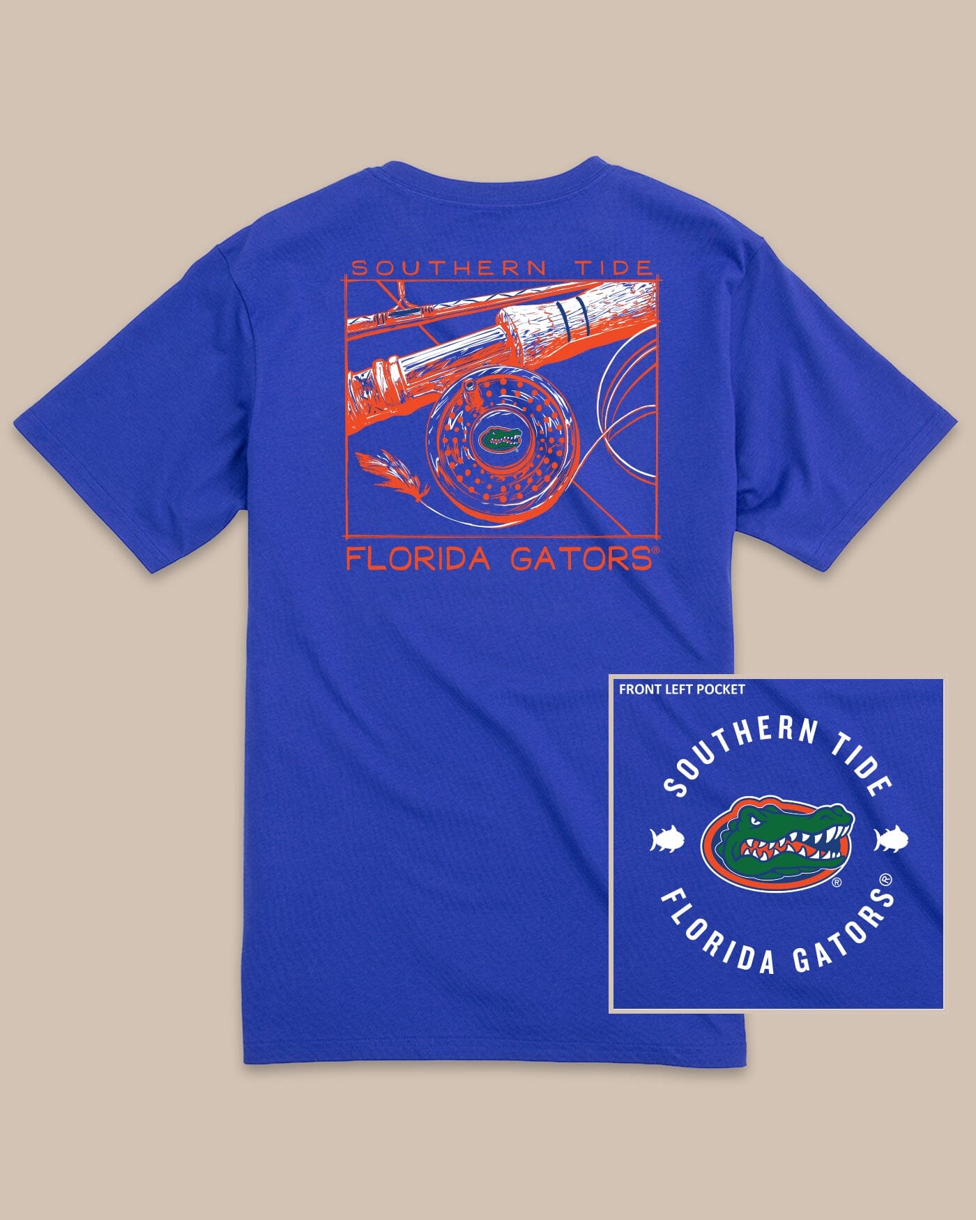 florida gators gear Southern Tide Florida Gators Gameday Fly Reel T-Shirt Blue (Size S) 100% Cotton
