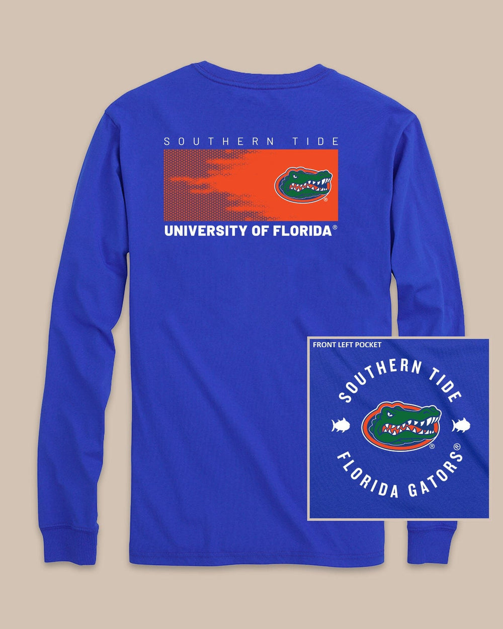 The back view of the Florida Gators Gameday Hexagon Gradient T-Shirt by Southern Tide - University Blue