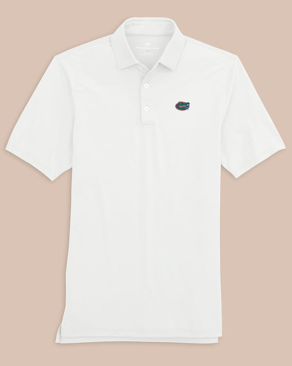 The front view of the Florida Gators Ryder Polo Shirt by Southern Tide - Classic White