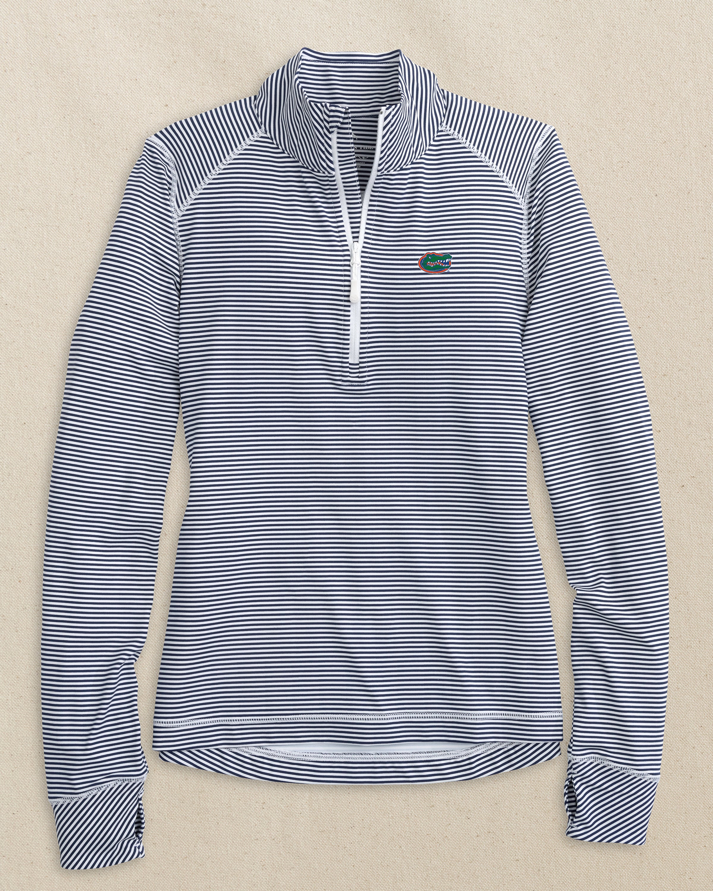 Southern Tide Florida Gators Women's Striped Runaround Quarter Zip Blue (Size S) 75% Nylon 25% Spandex
