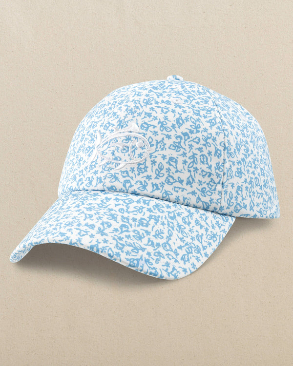 The front view of the Southern Tide Flower Frenzy Performance Hat by Southern Tide - White