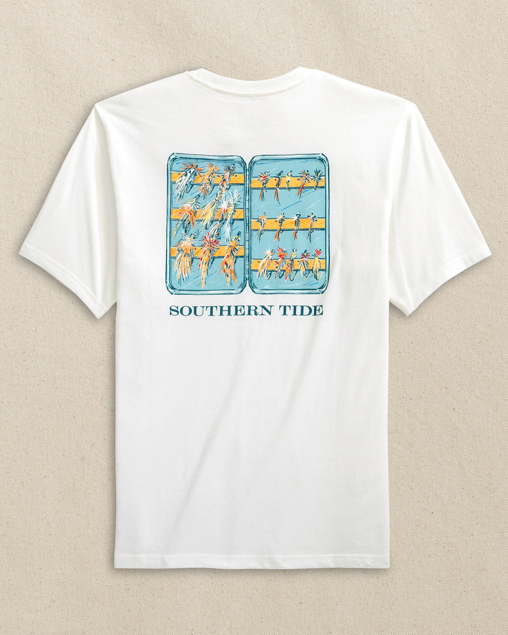The back view of the Southern Tide Fly Box Short Sleeve T-Shirt by Southern Tide - Classic White