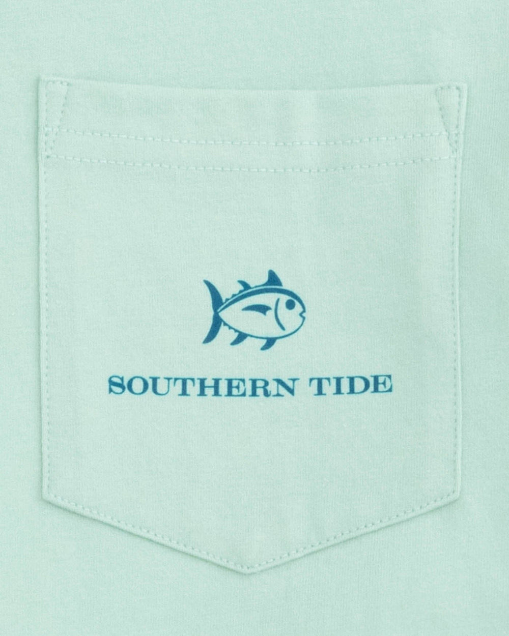 The detail view of the Southern Tide Framed Fish Friends Long Sleeve T-Shirt by Southern Tide - Summer Aqua