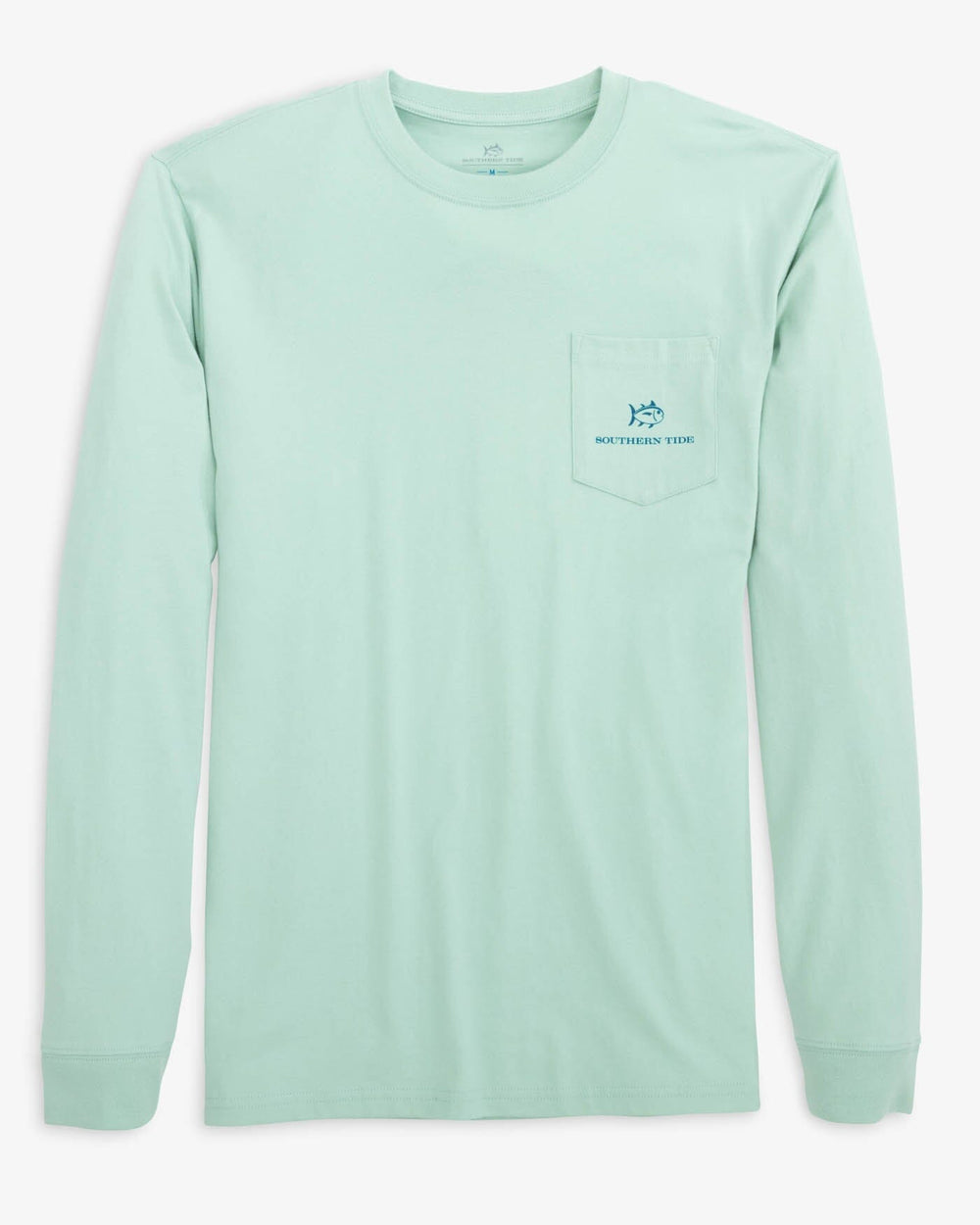 The front view of the Southern Tide Framed Fish Friends Long Sleeve T-Shirt by Southern Tide - Summer Aqua