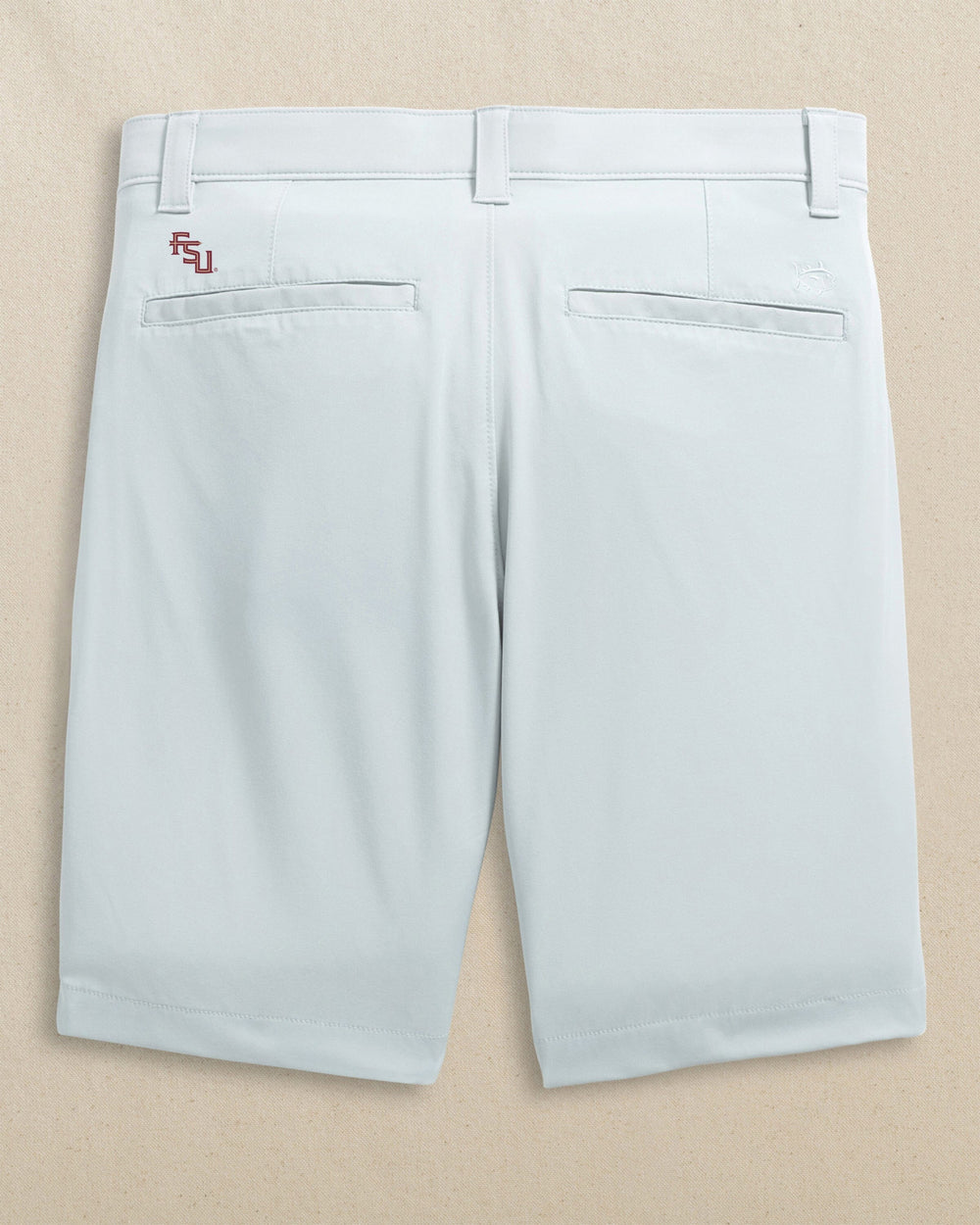 The back view of the Southern Tide FSU Seminoles Birdie 8" Coastal Breeze® Performance Short by Southern Tide - Seagull Grey