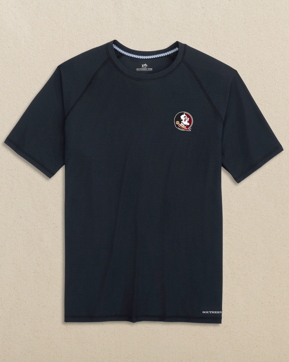 The front view of the Southern Tide FSU Seminoles brrr°®-illiant Performance T-Shirt by Southern Tide - Caviar Black
