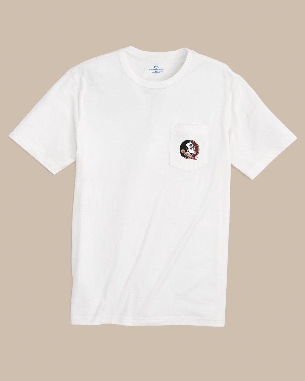 The front view of the Southern Tide FSU Seminoles Gameday Embroidered Short Sleeve T-Shirt by Southern Tide - Classic White