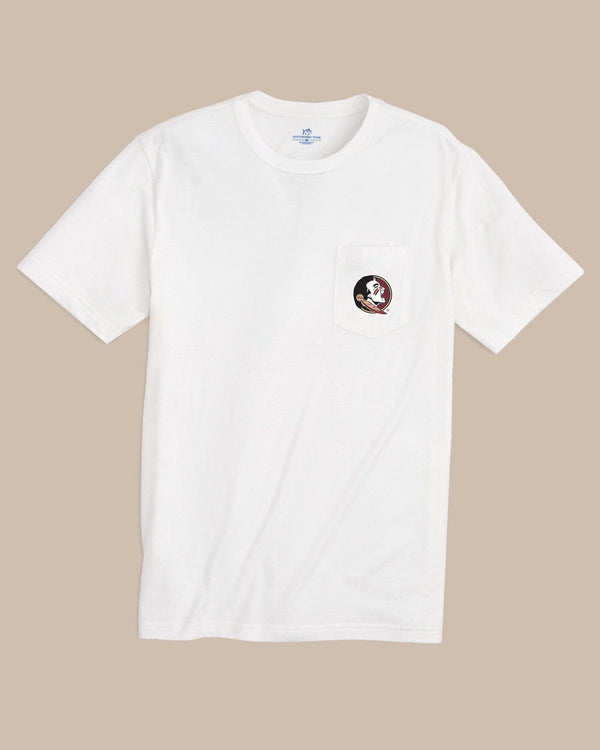 The front view of the Southern Tide FSU Seminoles Gameday Embroidered Short Sleeve T-Shirt by Southern Tide - Classic White