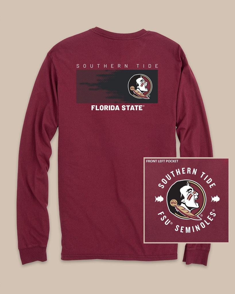 fsu long sleeve dress shirt Southern Tide FSU Seminoles Gameday Hexagon Gradient T-Shirt Red (Size XL) 100% Cotton