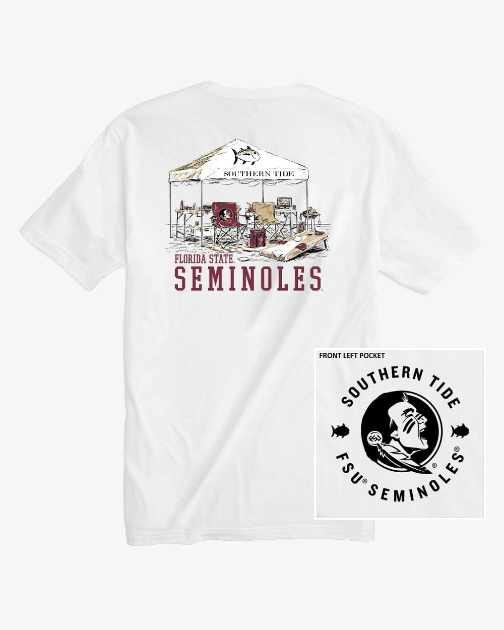 The back view of the FSU Seminoles Tailgate Time T-Shirt by Southern Tide - Classic White