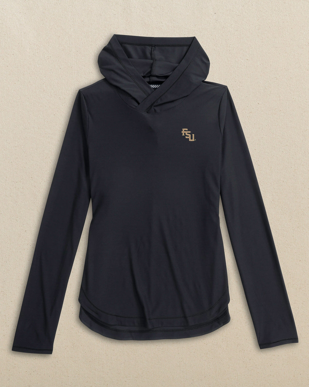 The front view of the Southern Tide FSU Seminoles Women's Linley brrr°®-illiant Hoodie by Southern Tide - Caviar Black