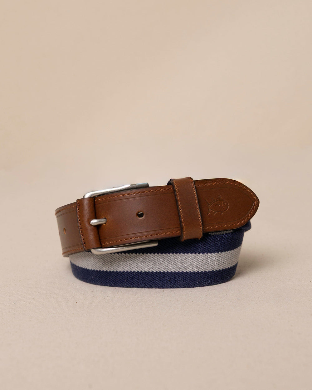 The front view of the Southern Tide Gadson Stretch Ribbon Belt by Southern Tide - Yacht Blue