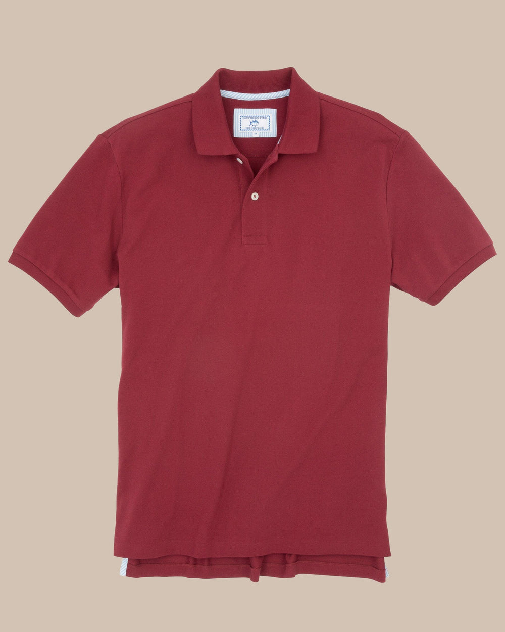 The front view of the Men's Red Skipjack Gameday Colors Polo Shirt by Southern Tide - Chianti