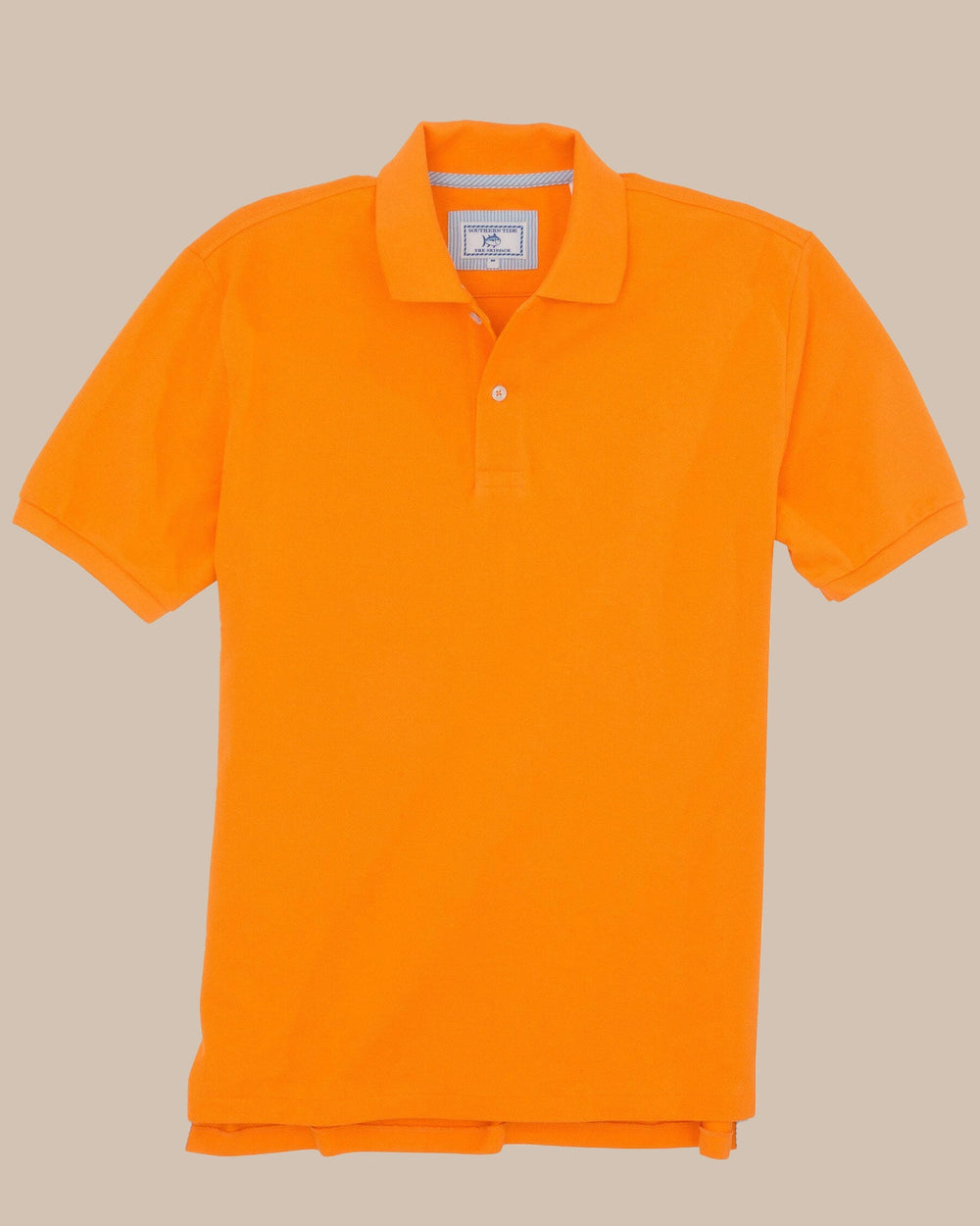 The front view of the Men's Orange Skipjack Gameday Colors Polo Shirt by Southern Tide - Rocky Top Orange