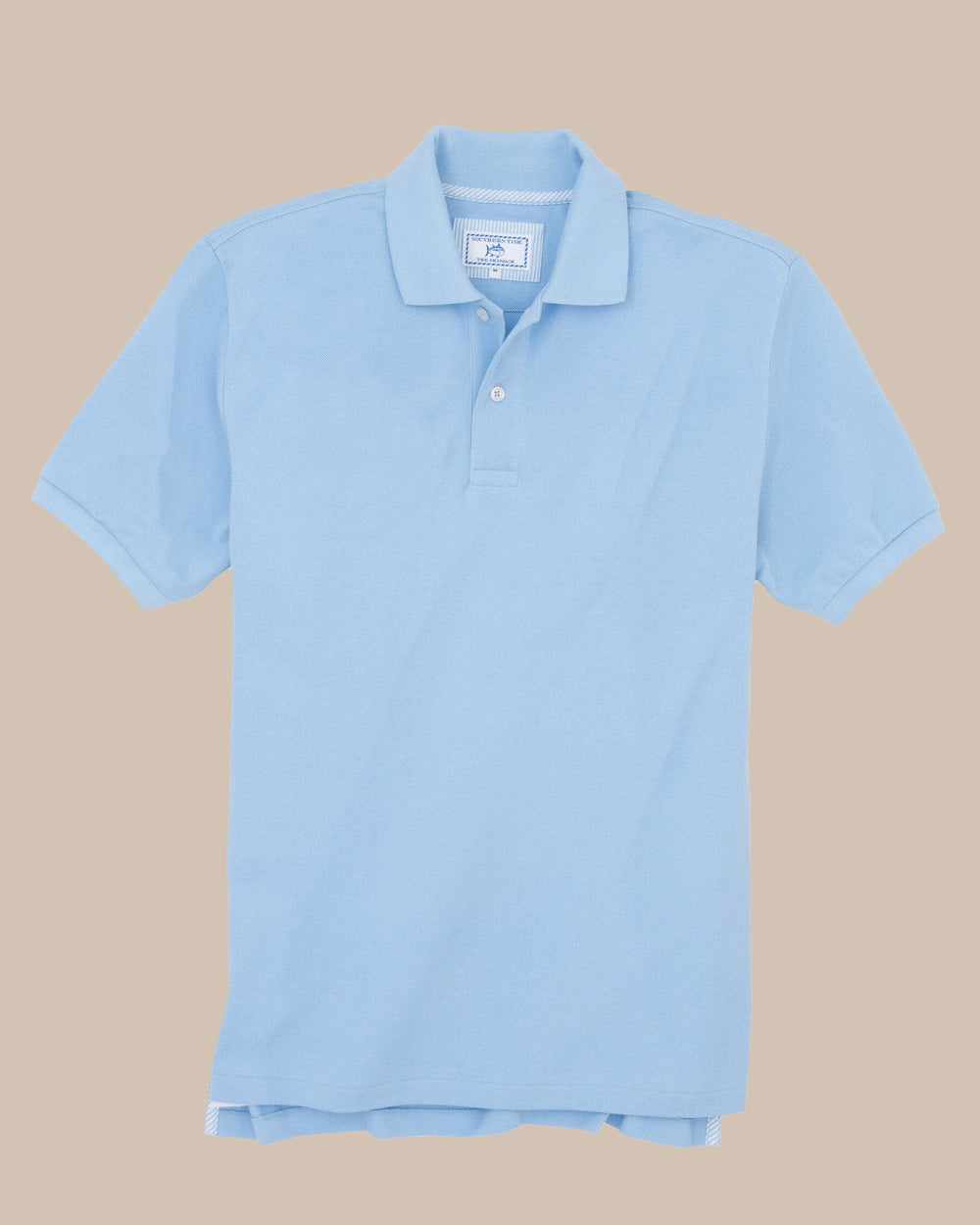 The front view of the Men's Light Blue Skipjack Gameday Colors Polo Shirt by Southern Tide - Tide Blue