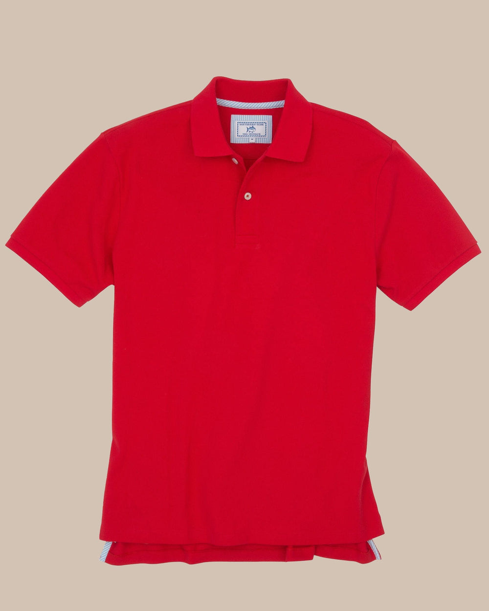 The front view of the Men's Red Skipjack Gameday Colors Polo Shirt by Southern Tide - Varsity Red