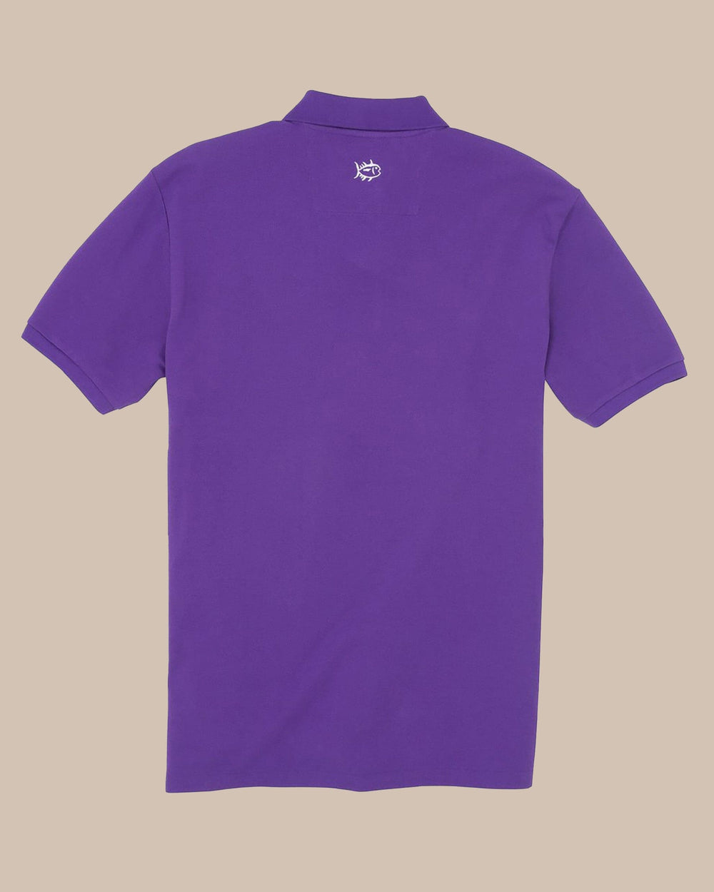 The back view of the Men's Purple Skipjack Gameday Colors Polo Shirt by Southern Tide - Regal Purple