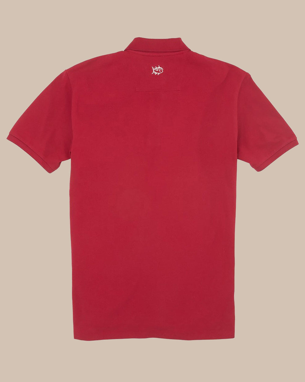 The back view of the Men's Red Skipjack Gameday Colors Polo Shirt by Southern Tide - Crimson