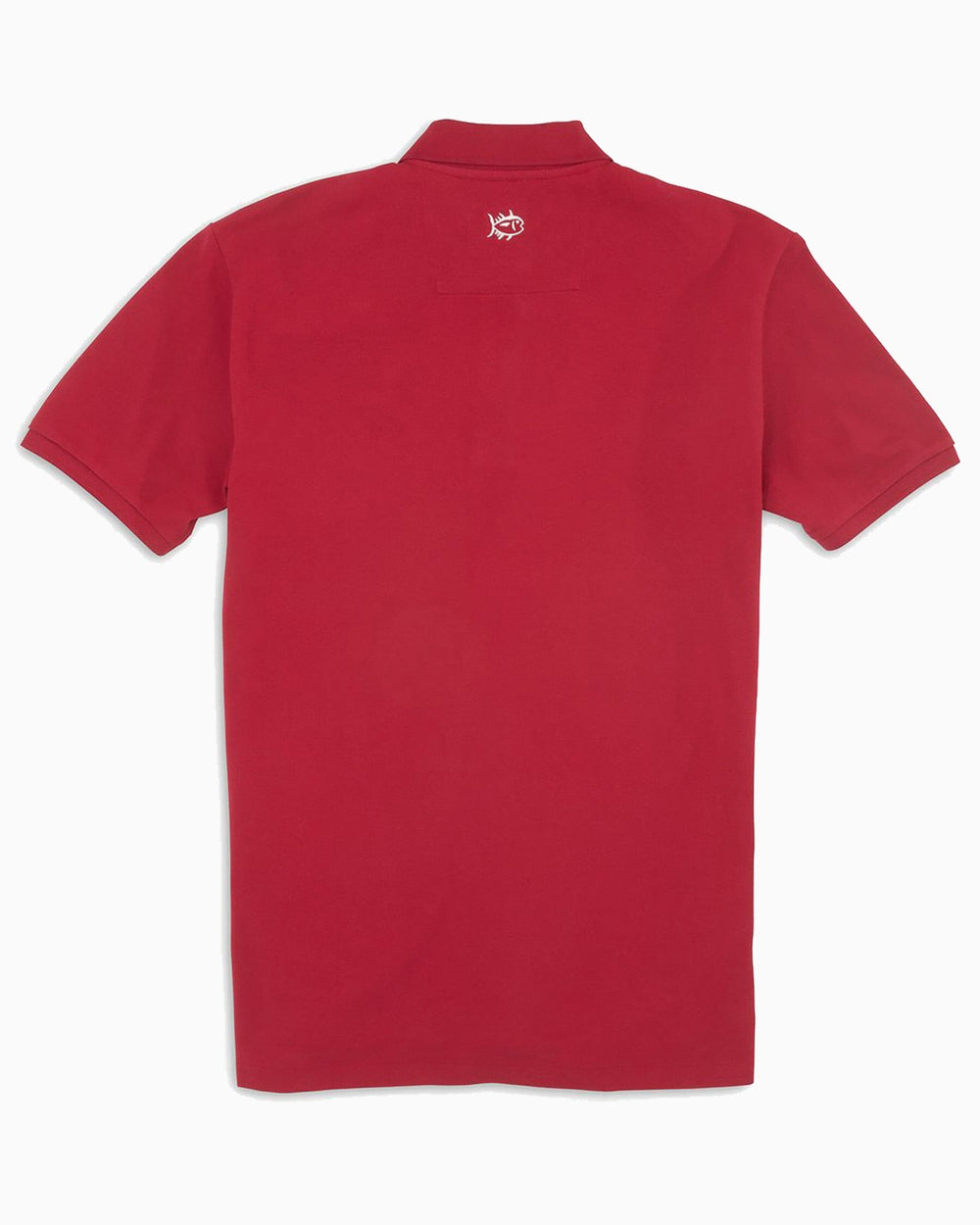 The back view of the Men's Red Skipjack Gameday Colors Polo Shirt by Southern Tide - Crimson